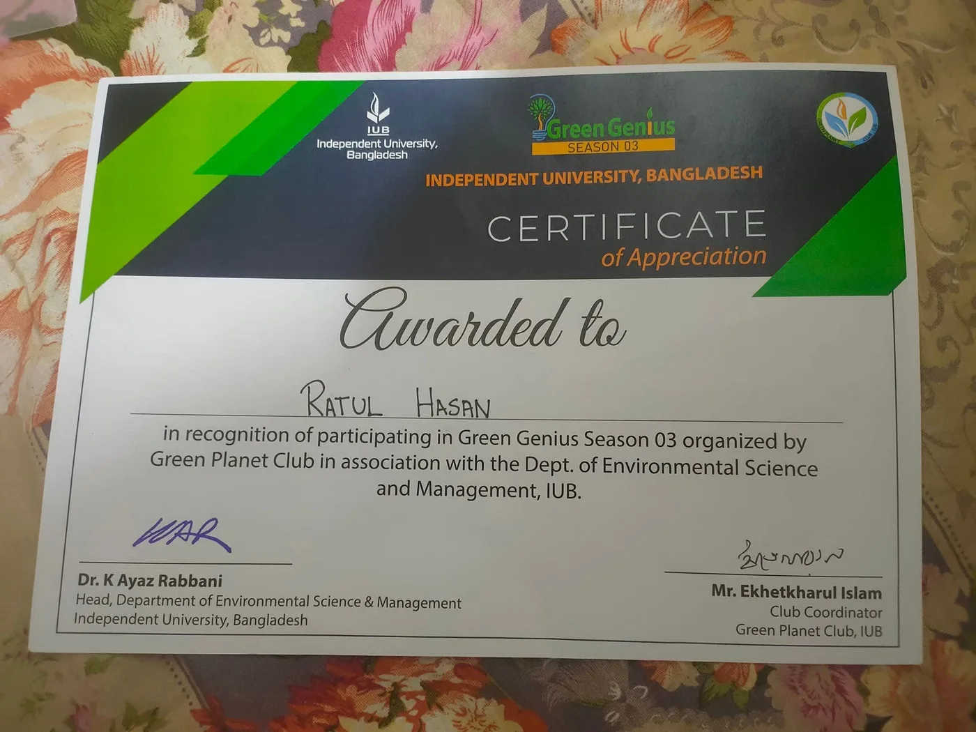 Green Genius Achievement